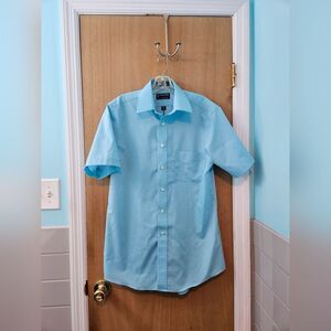 Stafford Blue Casual Button Down Shirt Short Sleeve Mens Medium